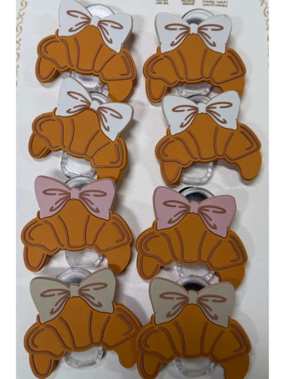 New Croissant Magnetic Bag Clips 8pc Bow Bakery Kitchen Food Snack Clips CWC
